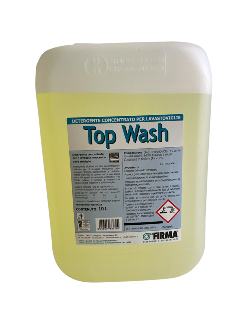 Detergente Alcalino Liquido Per Lavastoviglie Industriali - Top Wash 10  Litri